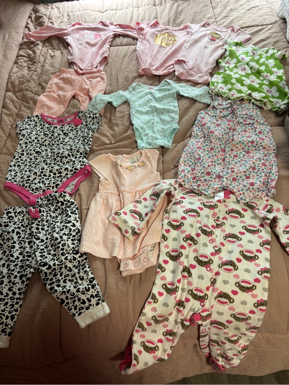 Baby Girls Mixed One-Piece Bodysuit Set - Pink, Green, Cream, Mint